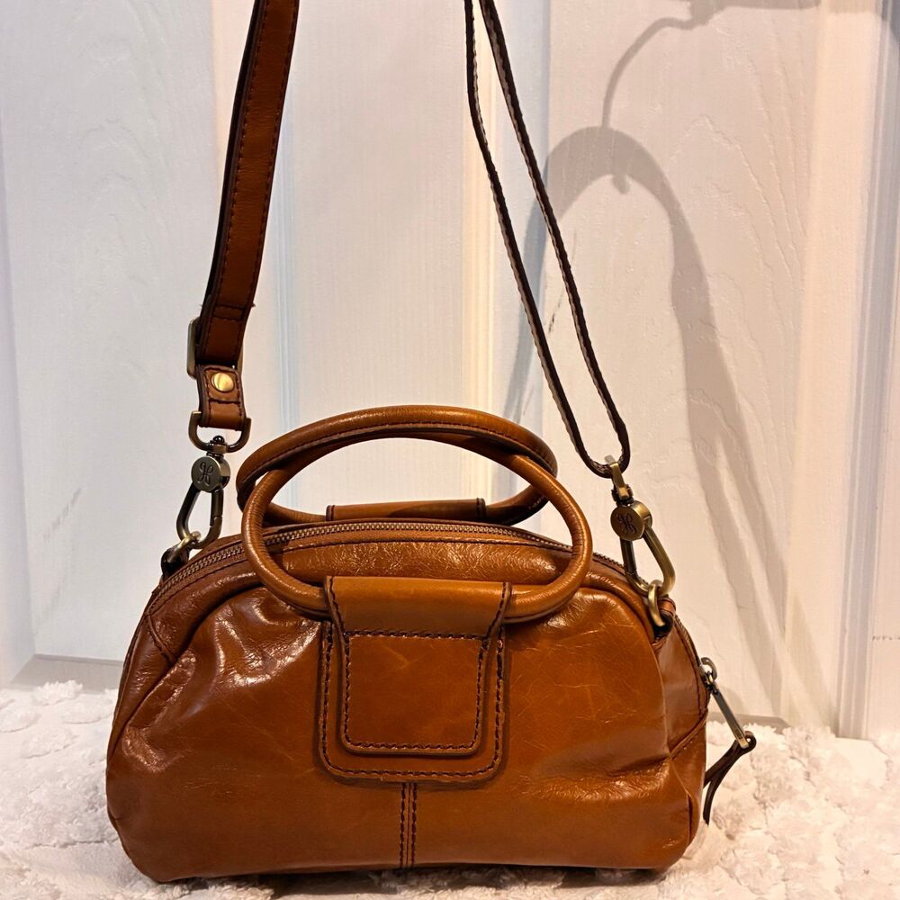 EUC Hobo International Sheila Satchel Cognac Brown Crossbody Handbag